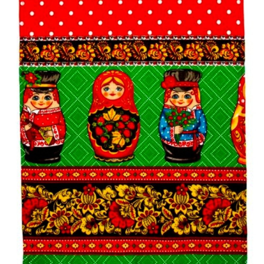 NWT Kitchen Towel Russian Matryoshka Polka Dots